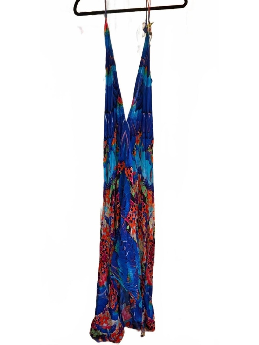 Parides Viscose Crepe Silk Maxi Dress with Bird Detail